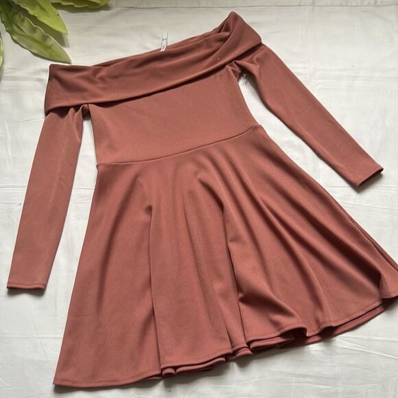 𝅺⭐️nwt ASOS PREMIUM Heavy Rib Bardot Skater Dress⭐️ - Picture 1 of 5